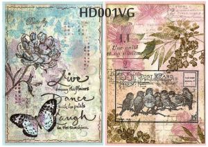 Декупажная карта А4 Hobby-decor, 55 г/м, HD001VG, Винтажные открытки, фоновая