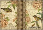 Декупажная карта А4 Hobby-decor, 55 г/м, HD003VG, Винтажные открытки, фоновая, птицы