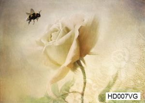 Декупажная карта А4 Hobby-decor, 55 г/м, HD007VG, Винтажная открытка, фоновая, роза, пчела ― Творча майстерня ДекоПарк