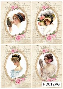 Декупажная карта А4 Hobby-decor, 55 г/м, HD012VG, Винтажные открытки, фоновая, девушки ― Творча майстерня ДекоПарк
