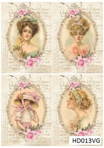 Декупажная карта А4 Hobby-decor, 55 г/м, HD013VG, Винтажные открытки, фоновая, девушки ― Творча майстерня ДекоПарк