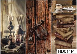  Декупажная карта А4 Hobby-decor, 55 г/м, HD014PT, Винтажные предметы: лампа, замок, книги ― Творча майстерня ДекоПарк