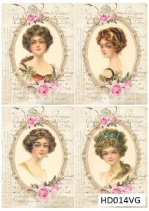 Декупажная карта А4 Hobby-decor, 55 г/м, HD014VG, Винтажные открытки, фоновая, девушки ― Творча майстерня ДекоПарк