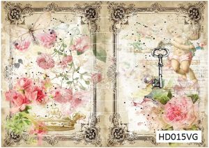 Декупажная карта А4 Hobby-decor, 55 г/м, HD015VG, Винтажные открытки, фоновая, цветы, ангел, ключ ― Творча майстерня ДекоПарк