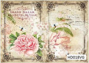 Декупажная карта А4 Hobby-decor, 55 г/м, HD018VG, Винтажные открытки, фоновая, цветы ― Творча майстерня ДекоПарк