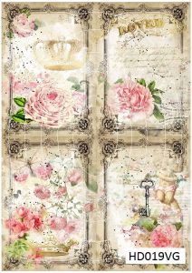 Декупажная карта А4 Hobby-decor, 55 г/м, HD019VG, Винтажные открытки, фоновая, ангел, ключ, корона, цветы ― Творча майстерня ДекоПарк