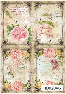 Декупажная карта А4 Hobby-decor, 55 г/м, HD020VG, Винтажные открытки, фоновая, цветы ― Творча майстерня ДекоПарк