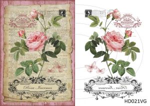 Декупажная карта А4 Hobby-decor, 55 г/м, HD021VG, Винтажные открытки, фоновая, зеркальная, роза ― Творча майстерня ДекоПарк