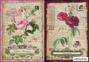 Декупажная карта А4 Hobby-decor, 55 г/м, HD022VG, Винтажные открытки, фоновая, цветы, розы ― Творча майстерня ДекоПарк