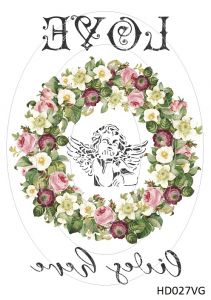 Декупажная карта А4 Hobby-decor, 55 г/м, HD027VG, Винтажные открытки, фоновая, ангел, любовь / love, зеркальная ― Творча майстерня ДекоПарк