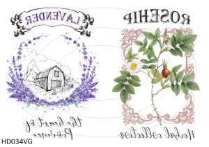 Декупажная карта А4 Hobby-decor, 55 г/м, HD034VG, Винтажная фоновая карта, лаванда, шиповник, прованс (зеркальная) ― Творча майстерня ДекоПарк