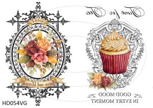 Декупажная карта А4 Hobby-decor, 55 г/м, HD054VG, Винтажная фоновая карта, "Любимый и благославенный", "Время для чая" (зеркальная) ― Творча майстерня ДекоПарк