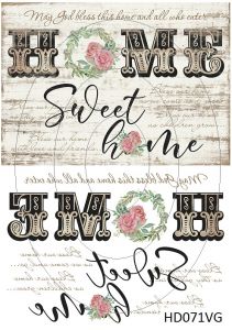 Декупажная карта А4 Hobby-decor, 55 г/м, HD071VG, Винтажная фоновая карта, "Дом, милый дом", Господи, благослови того, кто входит в этот дом, серый фон (зеркальная) ― Творча майстерня ДекоПарк