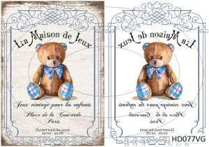 Декупажная карта А4 Hobby-decor, 55 г/м, HD077VG, Винтажная фоновая карта, детская, мишка (зеркальная) ― Творча майстерня ДекоПарк