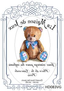 Декупажная карта А4 Hobby-decor, 55 г/м, HD083VG, Винтажная фоновая карта, детская, мишка (зеркальная) ― Творча майстерня ДекоПарк