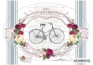 Декупажная карта А4 Hobby-decor, 55 г/м, HD089VG, Винтажная фоновая карта, велосипед (зеркальная) ― Творча майстерня ДекоПарк