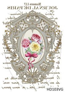 Декупажная карта А4 Hobby-decor, 55 г/м, HD103VG, Винтажная фоновая карта, Цветы, Парижский журнал, почерк (зеркальная) ― Творча майстерня ДекоПарк