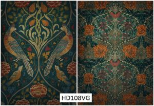 Декупажная карта А4 Hobby-decor, 55 г/м, HD108VG, Винтажная фоновая карта, Цветочный орнамент на синем фоне, Птицы ― Творча майстерня ДекоПарк