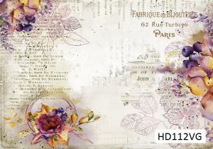 Декупажная карта А4 Hobby-decor, 55 г/м, HD112VG, Винтажная фоновая карта, Цветы на светлом фоне ― Творча майстерня ДекоПарк