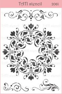 Трафарет "Tati stencil" 2061, центр, вензеля, цветочный орнамент ― Творча майстерня ДекоПарк