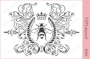 Трафарет "Tati stencil" 2095, А5, Центральный орнамерт с пчелой и короной ― Творча майстерня ДекоПарк