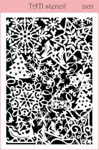 Трафарет "Tati stencil" 2105, А5, Новый год, фоновый ― Творча майстерня ДекоПарк
