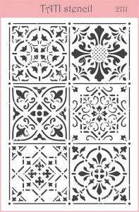 Трафарет "Tati stencil" 2111, А5, Плиточки, фоновый ― Творча майстерня ДекоПарк