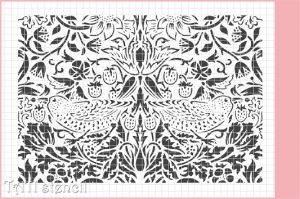 Трафарет "Tati stencil" 2119, А5, фоновые, орнамент, птицы, цветы ― Творча майстерня ДекоПарк