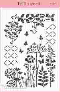 Трафарет универсальный TATI stencil 2120, Фон, растения, бабочки ― Творча майстерня ДекоПарк