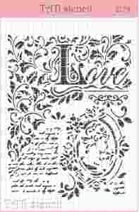 Трафарет TATI stencil 2129, Фон винтажный с девушкой в рамке, Love ― Творча майстерня ДекоПарк