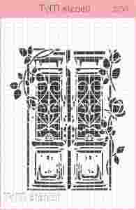 Трафарет TATI stencil 2130, Фон винтажный с дверью ― Творча майстерня ДекоПарк