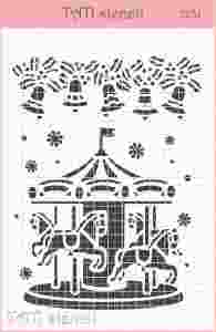 Трафарет TATI stencil 2131, Новогодний, карусель, бордюр колокольчики ― Творча майстерня ДекоПарк