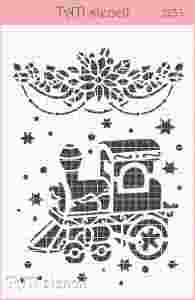 Трафарет TATI stencil 2133, Новогодний, паровозик, бордюр  ― Творча майстерня ДекоПарк