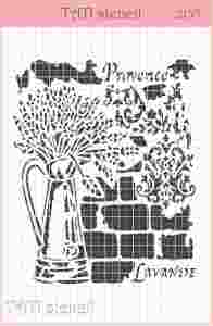 Трафарет TATI stencil 2135, Фон винтажный с лавандой в кувшине ― Творча майстерня ДекоПарк