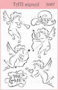 Трафарет "Tati stencil" 3067, ангелы, love /любовь, You & me / ты и я ― Творча майстерня ДекоПарк