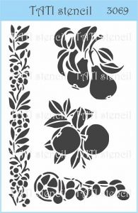 Объёмный трафарет "Tati stencil" 3069, кухня, бордюр, плоды, цветы ― Творча майстерня ДекоПарк