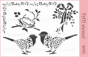 Трафарет "Tati stencil" 3070, птицы, Пасха ― Творча майстерня ДекоПарк
