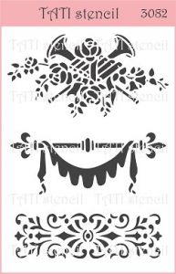 Трафарет "Tati stencil" 3082, центры, вензеля, бордюры ― Творча майстерня ДекоПарк