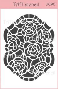 Трафарет "Tati stencil" 3096, А6, фоновый, центр, розы, цветы ― Творча майстерня ДекоПарк