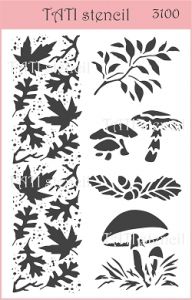 Трафарет "Tati stencil" 3100, А6, бордюры, дары осени ― Творча майстерня ДекоПарк