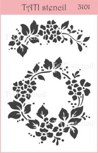 Трафарет "Tati stencil" 3101, А6, цветочный орнамент, рамка, венок ― Творча майстерня ДекоПарк