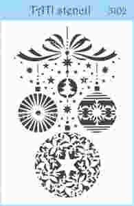 Объёмный трафарет "Tati stencil" 3102, А6, Новый год, шары, декор ― Творча майстерня ДекоПарк