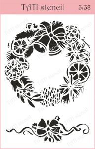 Трафарет "Tati stencil" 3138, А6, Новодний венок ― Творча майстерня ДекоПарк