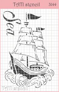 Трафарет "Tati stencil" 3144, А6, Парусник, море ― Творча майстерня ДекоПарк