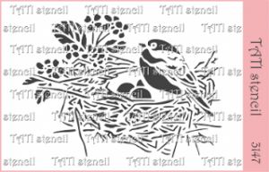 Трафарет "Tati stencil" 3147, А6, птицы, гнездо, Пасха ― Творча майстерня ДекоПарк