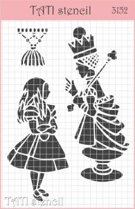Трафарет "Tati stencil" 3152, А6, Алиса и Королева ― Творча майстерня ДекоПарк