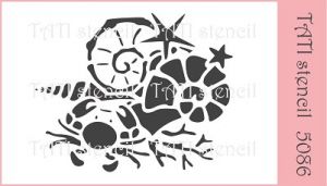 Трафарет "Tati stencil" 5086, Морская тематика, краб, ракушки ― Творча майстерня ДекоПарк