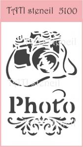 Трафарет "Tati stencil" 5100, фотокамера, текст Photo / Фото ― Творча майстерня ДекоПарк