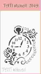 Трафарет 6 х 9 см, TATI stencil 5149, Часы с цепочкой и розой ― Творча майстерня ДекоПарк