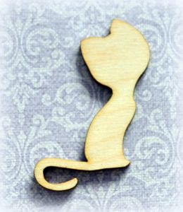 Декор 063, Кот, 4,8 см, фанера 4 мм ― Творча майстерня ДекоПарк